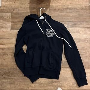 woman’s navy blue california jacket